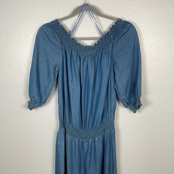 Walter Baker Tencil Chambray off the shoulder wide leg crop jumpsuit NWT medium - Picture 7 of 10